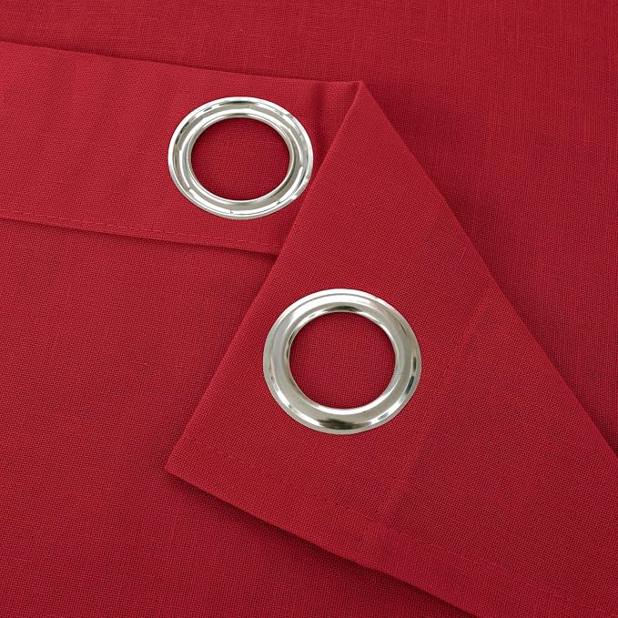 YoungsTex Red Linen Curtains 84 Inches Long for Living Room, Light Filtering Drapes with Grommet Semi Sheer Privacy for Bedroom Dining Room, 2 Panels, 52 X 84 Inch