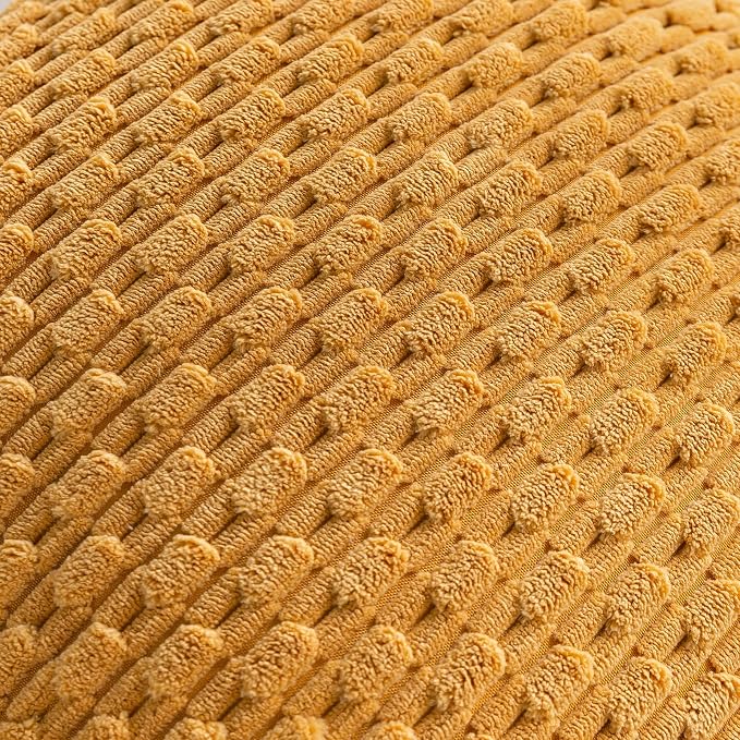 Set of 4 Mustard Yellow Decorative Throw Pillow Covers 12x20 Inch Corduroy Pillow Covers for Bed Couch Sofa Living Room Soft Cushion Cases
