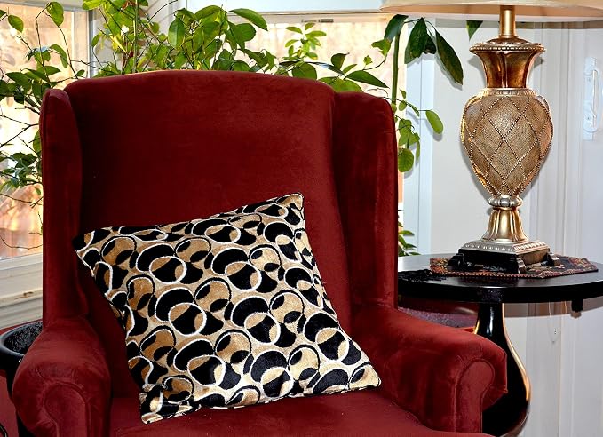 Tache 2 Piece 18 X 18 Inch Square Chic Soft Geometric Velvety Eternal Eclipse Throw Pillow Cover Case Set