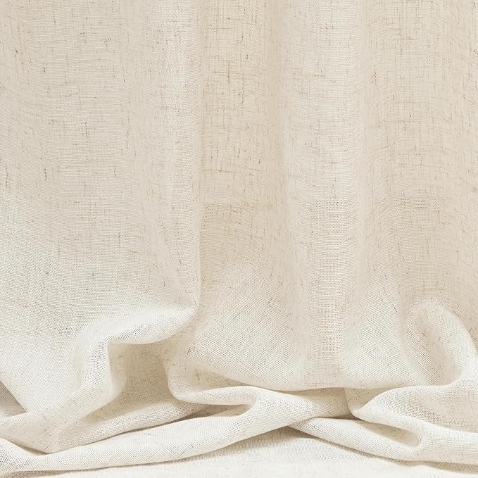 MYSKY HOME Linen Curtains for Sliding Glass Door, Back Tab Semi Sheer Curtain Panels Extra Long Floor Length Drapes Linen Texture Soft Touch Country Curtains, 50x120 Inch, Linen, Set of 2
