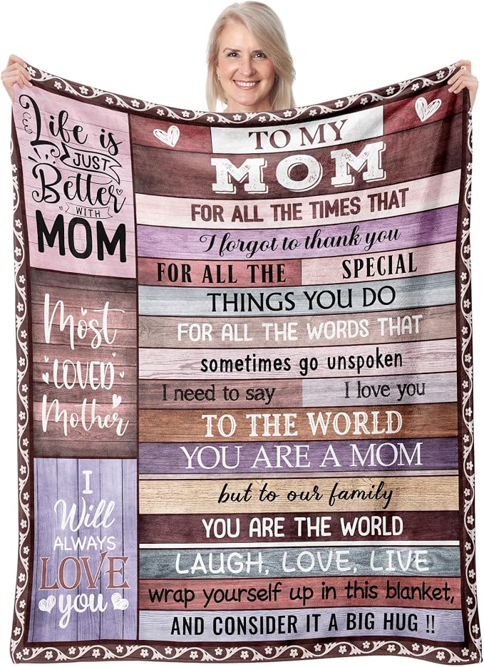 Gift for Mom Blanket, Mom Birthday Gifts, Cool Mom Gift from Daughter Son, Presents for Mothers Day Christmas Moms Throw Blanket 50"x60"