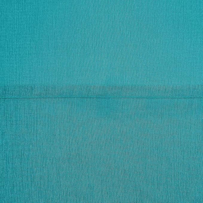 DWCN Semi Sheer Curtains, Grommet Top Faux Linen Look Voile Transparent Solid Window Sheer Curtains Drapes for Bedroom Living Room, Set of 2 Panels 46 x 63 Inches Long, Turquoise