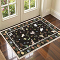 AIMPEAK Black 2x3 Washable Door Mat - Non Slip Low Pile Cat Floral Boho Small Area Rug for Entryway, Kitchen, Front Door, Indoor Entrance, Kids Room Throw Rug Carpet, Black Multi