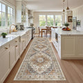 Madane Hallway Runner Rug 2'6''x10' Kitchen Runners Vintage, Turmeric/Grey | Non-Slip Washable Wide Rugs 2.5x10 Ft for Entryway Laundry and Bedroom, Soft Low Pile Stain-Resistant 10ft Floor Carpet