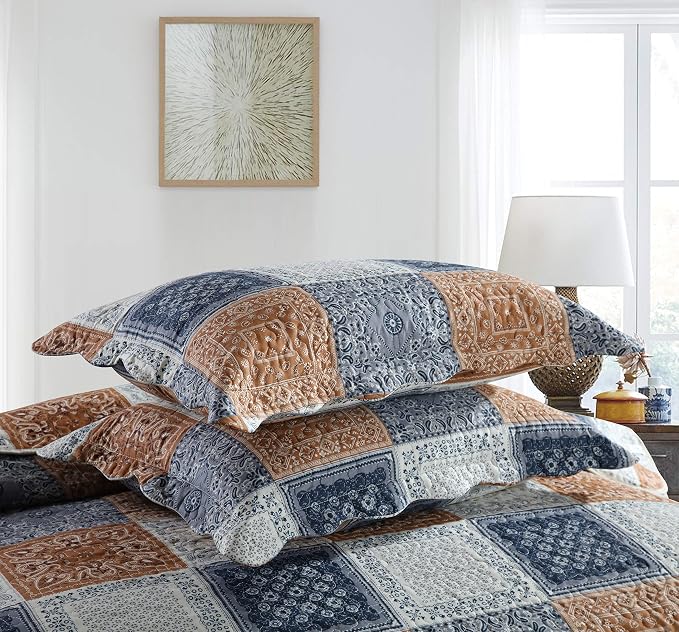 Travan 3-Piece Queen Quilt Sets with Shams Oversized Bedding Bedspread Reversible Coverlet Set, Queen Size