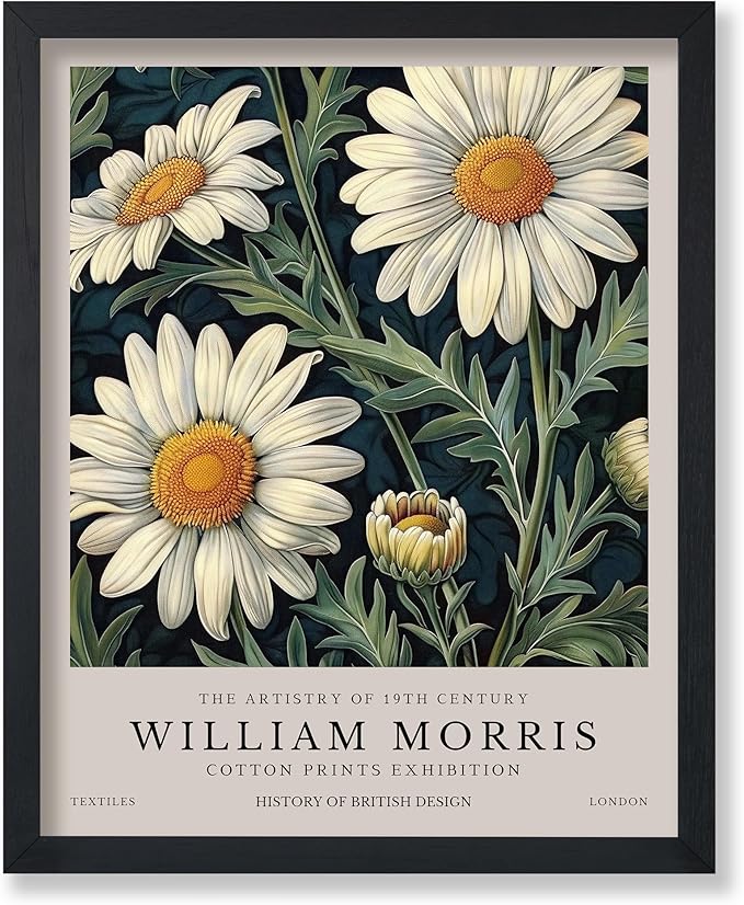 Monem Art William Morris Poster - Daisy Flower Print - White Art - Botanical Poster - Exhibition Artwork - Aesthetic Bedroom or Office Decor - 16x20 UNFRAMED Wall Print