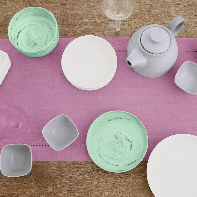 Solino Home 100% Linen Table Runner Violet, Classic Hemstitch 14 x 90 in | Table Runners for 6-8 seater dining tables, hallway tables and consoles | soft plain weave | Pure Linen | OEKO-TEX Certified