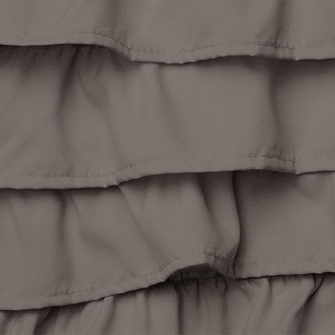 Elegant Comfort Luxurious Premium Quality 1500 Thread Count Wrinkle and Fade Resistant Egyptian Quality Microfiber Multi-Ruffle Bed Skirt - 15inch Drop, Queen, Grey