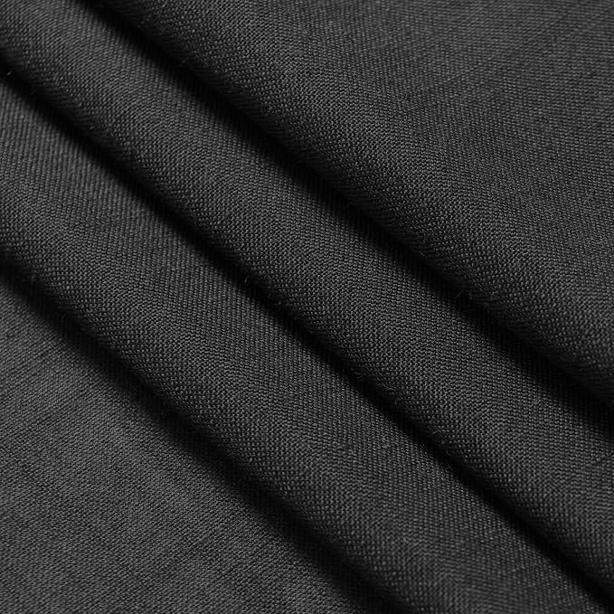 Black Semi Sheer Linen Curtains 84 inch Length for Living Room Back Tab Rod Pocket Modern Farmhouse Coastal Decor Black Cotton Textured Gauze Curtains for Dining Room Office 38x84