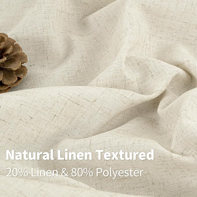 YoungsTex Beige Linen Curtains 84 Inches Length 2 Panels for Living Room, Light Filtering Semi Sheer Drapes with Grommet Privacy Natural No See Through for Bedroom, 42 X 84 Inch
