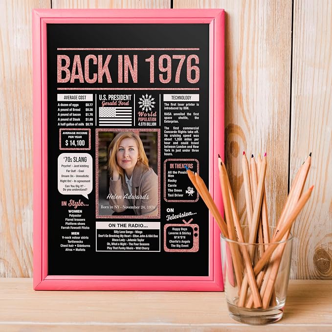 Happy 49th Birthday Decorations For Women - Personalized 49 Year Old Gifts for Her, 49 Birthday Decorations Rose Gold, 49 Yr Old Bday Decor, Party Supplies, Back In Poster, Female Birthday Presents