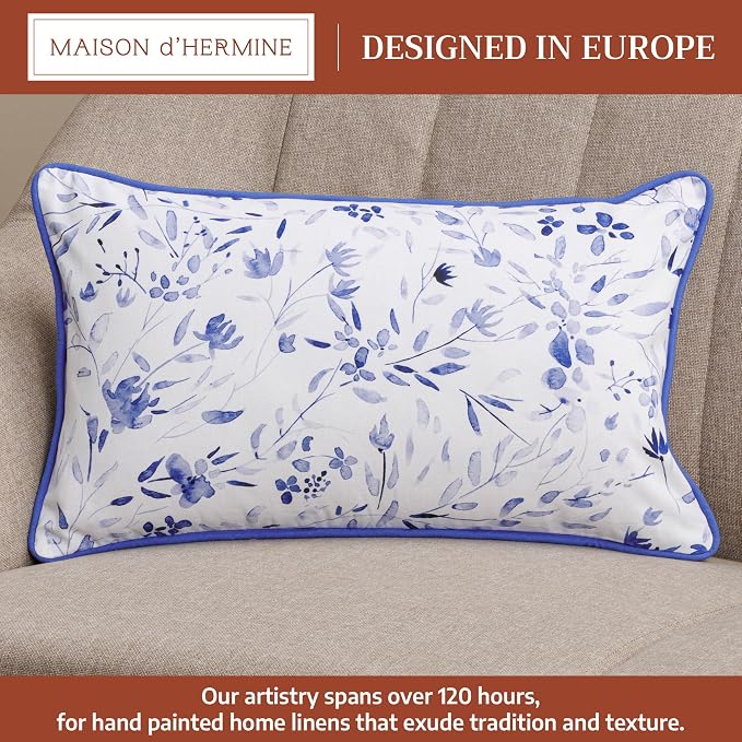 Maison d' Hermine Throw Pillow Covers 100% Cotton (12" x 20" - Pack of 1)