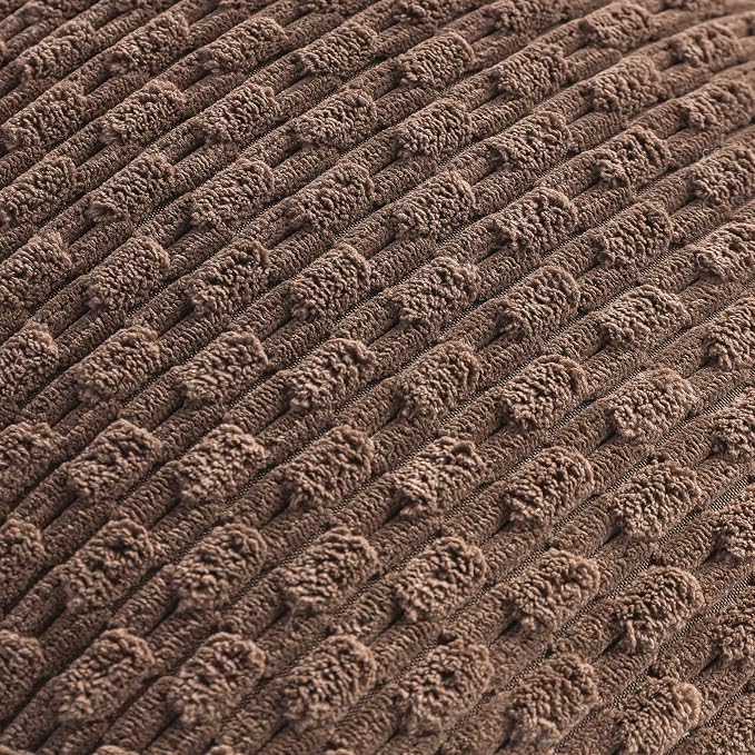 Set of 4 Light Brown Decorative Throw Pillow Covers 24x24 Inch Corduroy Pillow Covers for Bed Couch Sofa Living Room Soft Square Cushion Cases