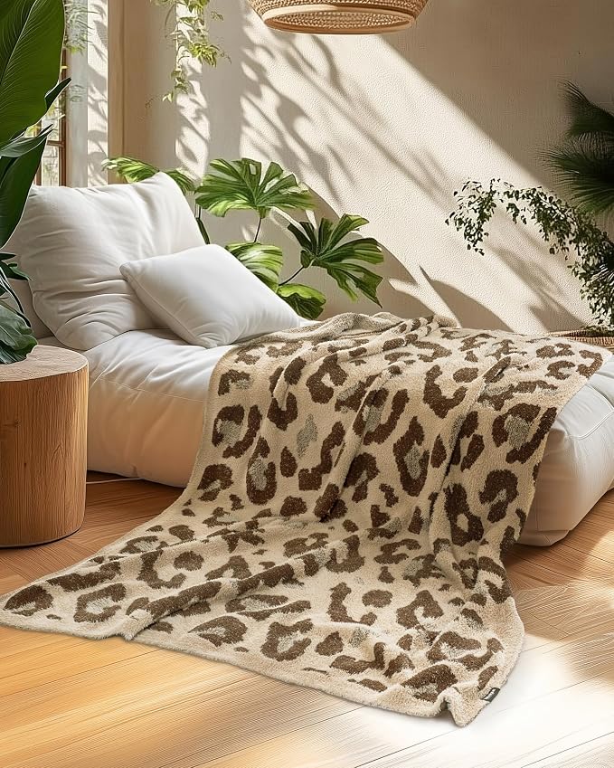 Knit Throw Blanket for Couch, Soft Cozy Fluffy Knitted Blanket for Sofa, Bed, Gift for Women Girls Home Decor (Brown, Throw 50"x60")