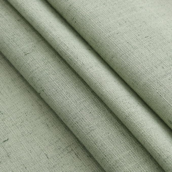 Light Sage Linen Curtains for Living Room 63 Inches Long 2 Panel Set Light Filtering Linen Drapes for Kitchen Windows Rod Pocket Back Tab Short See Through Curtain Country Farmhouse Decor 52x63