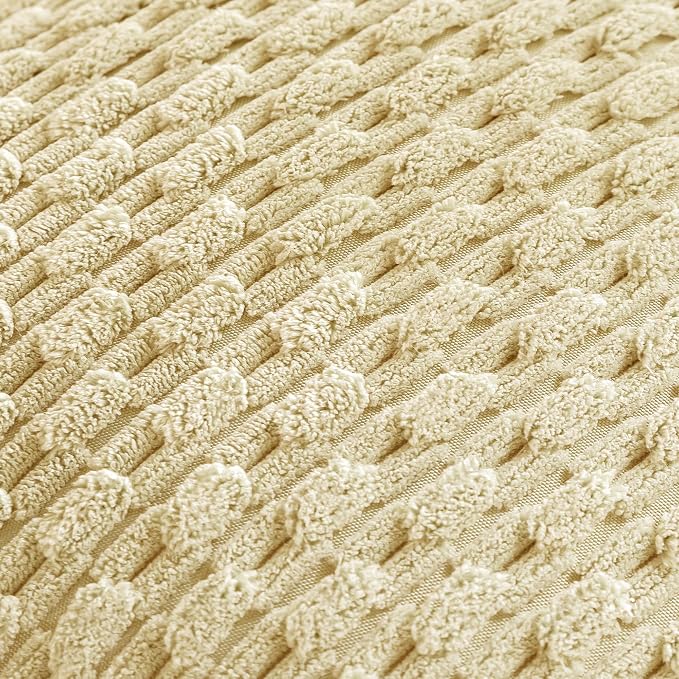 Set of 4 Pale Yellow Decorative Throw Pillow Covers 26x26 Inch Corduroy Pillow Covers for Bed Couch Sofa Living Room Soft Square Cushion Cases