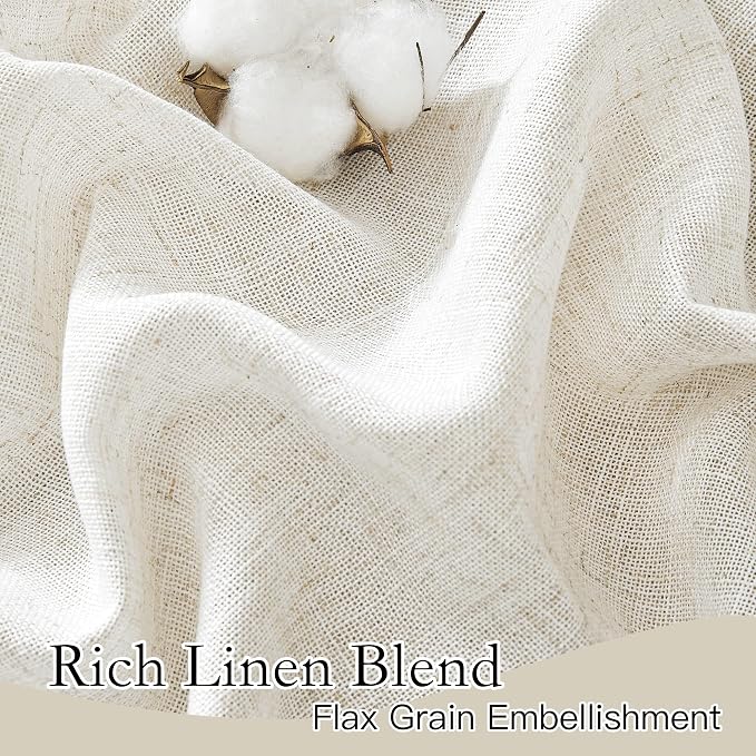 RYB HOME Natural Linen Blend Curtains - Semi Sheer Privacy Window Drapes, Soft Breathable Vintage Light Filtering Sheer Curtains 108 Inches Long for Sliding Door Bedroom, W 52 x L 108, 2 Pcs, Linen | Semi Sheer Privacy, Soft Breathable, Vintage, Light ...