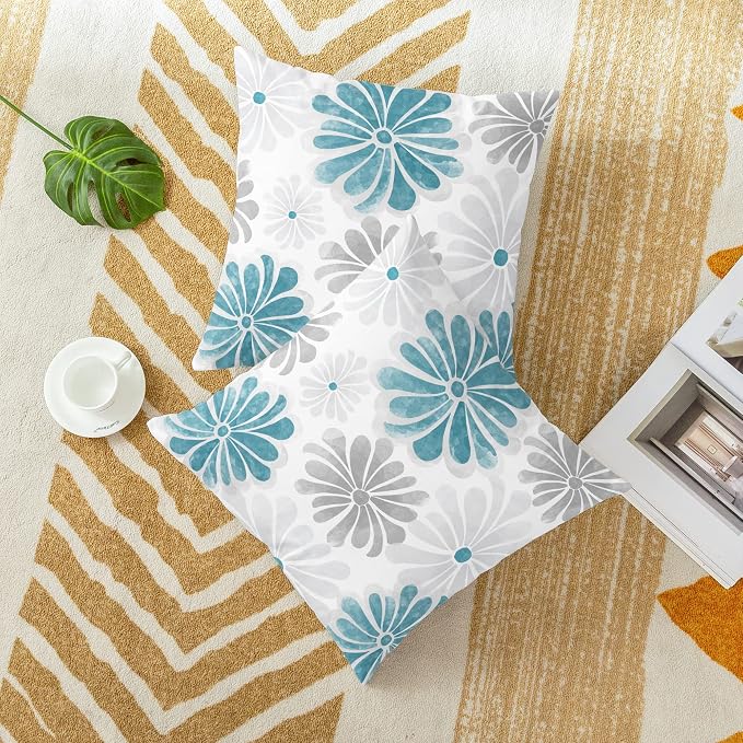 CaliTime Decorative Couch Throw Pillow Covers, 22 X 22 Inches, Teal