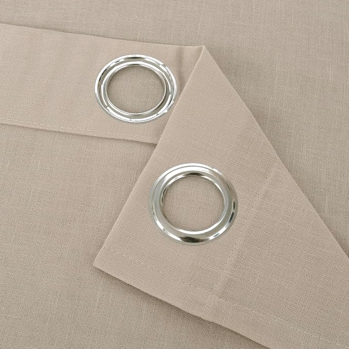 YoungsTex Tan Linen Semi Sheer Curtains 63 Inch Length for Living Room, Light Filtering Drapes with Grommet Lightweight for Bedroom Farmhouse, 2 Panels, 52 X 63 Inch