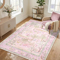Washable Area Rug 5x7 Purple Animal Print Rugs for Nursery Non Slip Stain Resistant Forest Fairy Tale Throw Carpet Low Pile Whimsical Safari Area Rugs for Entryway Girls Bedroom Dining Room, Lavender