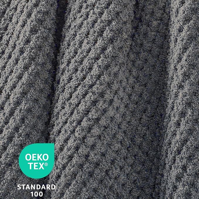 Waffle Knit Throw Blanket for Couch, Soft Cozy Chunky Knit Thick Knitted Blanket for Sofa, Bed, Gift for Women Girls Home Decor (Grey, Twin 60"x80")
