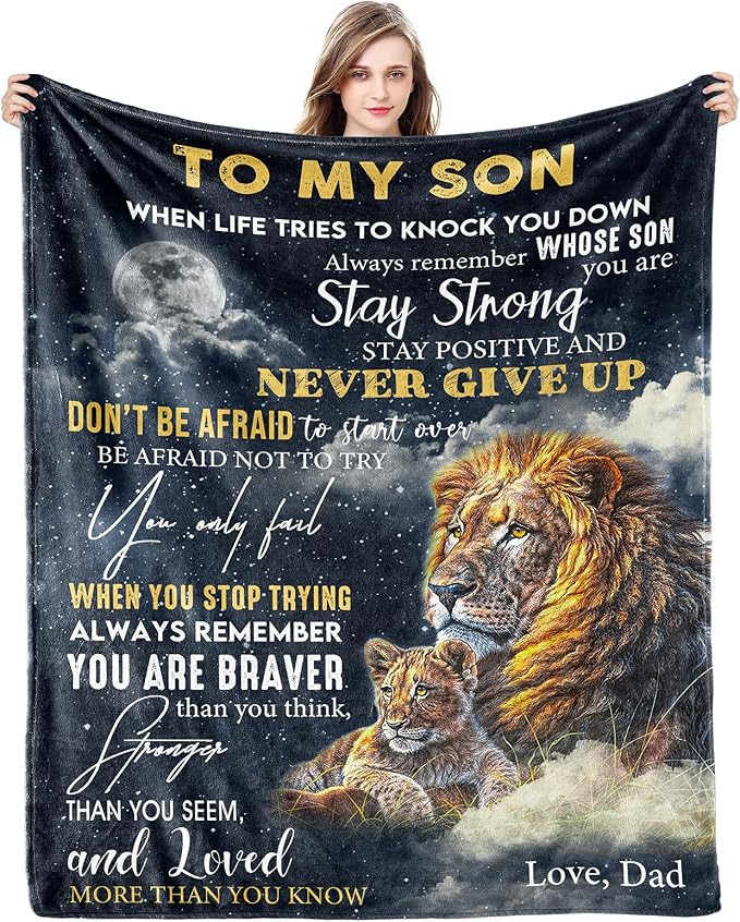 Gifts for Son, Son Gifts from Dad, Son Birthday Fathers Day Graduation Valentines, Soft Throw Blanket 50"x40"