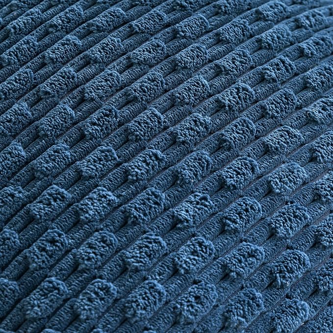 Set of 4 Blue Decorative Throw Pillow Covers 26x26 Inch Corduroy Pillow Covers for Bed Couch Sofa Living Room Soft Square Cushion Cases