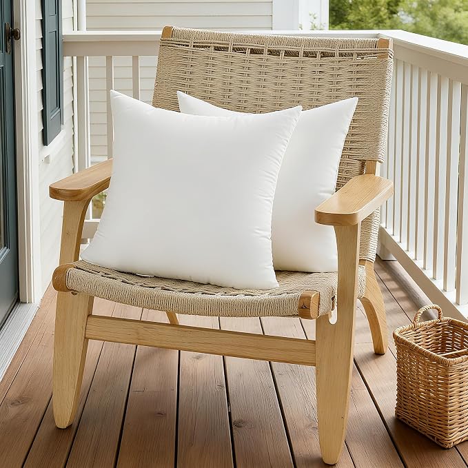 Oubonun 16x16 Waterproof Outdoor Pillow Inserts – Set of 2 Firm & Fluffy, Water Resistant Throw Pillows for Patio, Garden, Porch, or Indoor Decorative