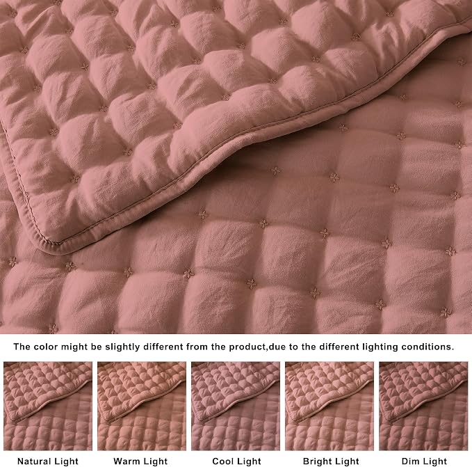 WDCOZY California Oversized Cal King Size Quilt Bedding Sets with 2 Pillow Shams, Lightweight Soft Bedspread Coverlet Bed Cover for All Season, 3 Pieces, 116x106 inches, Rose Red