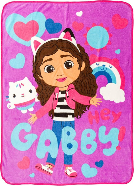 Silver Buffalo Gabby's Dollhouse Cupcake, Fleece Throw Blanket, 45x60in | Hey Gabby, Hearts and Rainbows, Soft and Cozy, 180 GSM