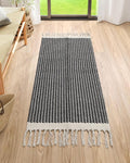 Lahome Boho Bathroom Runner Rug, 2x4.3 Washable Rugs for Kitchen Entryway | Woven Cotton Throw Door Mat with Tassels, Farmhouse Black Non Shedding Lightweight Low Pile Carpet for Entryway Bedroom
