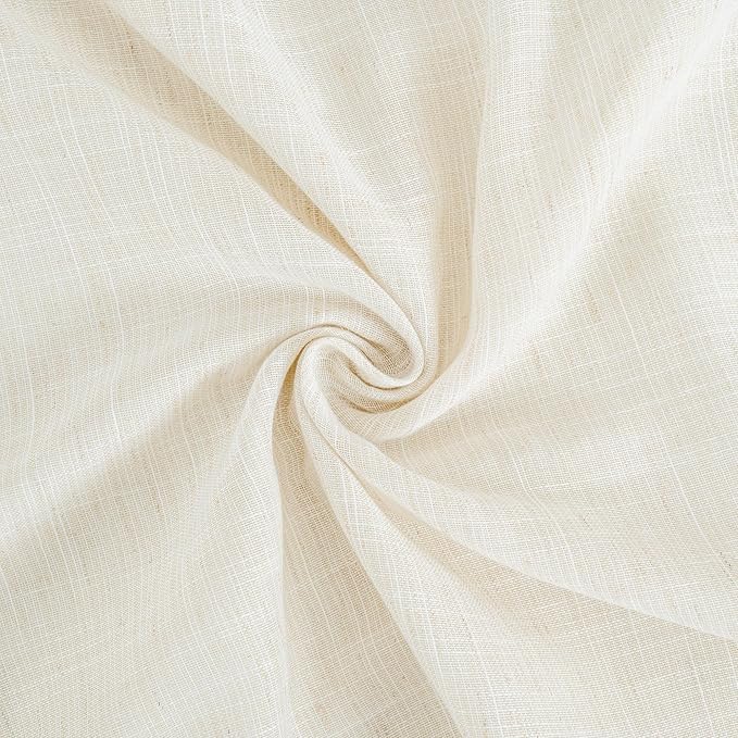 BGment 108 Inches Long Ivory Linen Curtains for Living Room - Light Filtering Semi Sheer Drapes with Rod Pocket Textured Lightweight Window Treatments for Bedroom, 2 Panels Set, 52 X 108 Inch