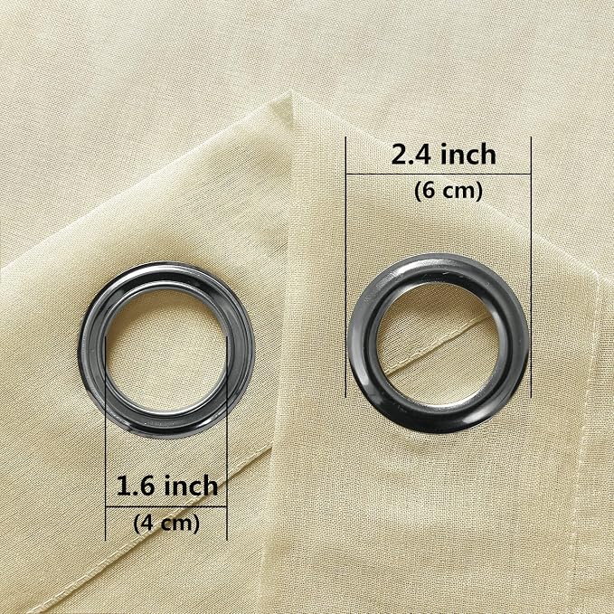Beige Sheer Curtains 60x84 Inch Grommet Linen Look Set of 2 Panels