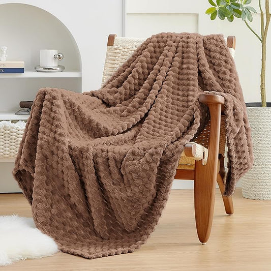 EXQ Home Gentle Soft Fleece Throw Blanket – Cozy Lightweight 3D Imitation Turtle Shell Jacquard Blanket for Couch Bed – All-Season Warm Fuzzy Flannel Blanket for Women Mom Gifts(60"x80",Mocha Mousse)