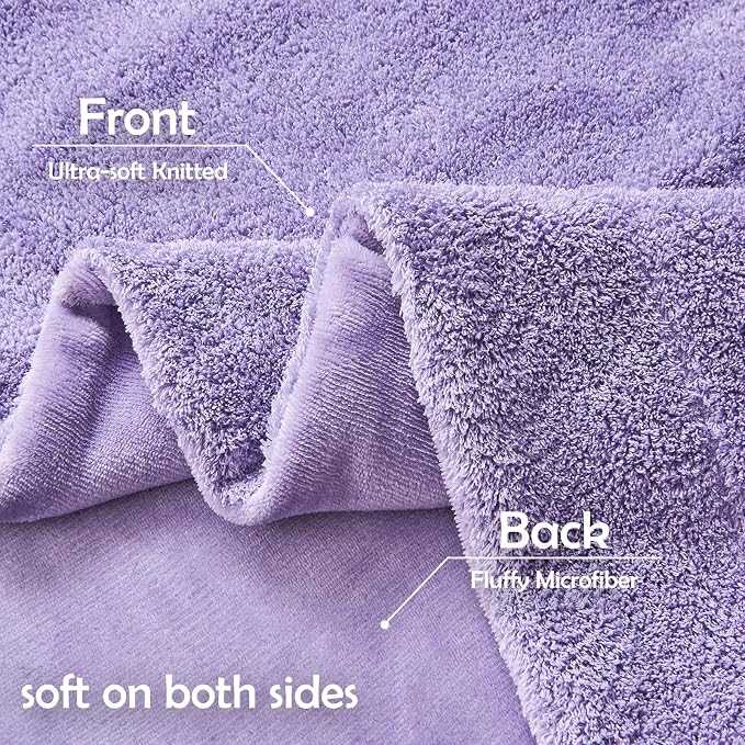 NEWCOSPLAY Knitted Throw Blanket for Couch Sofa Bed, Plush-Lavender,50"x60" | Super Soft Plush, Fuzzy Fluffy Microfiber, Lightweight Cozy Blanket for Room Decor, All Season Use