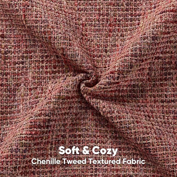 HAUSSY Pack of 2 Chenille Tweed Throw Pillow Covers 26x26 Inch, Burgundy