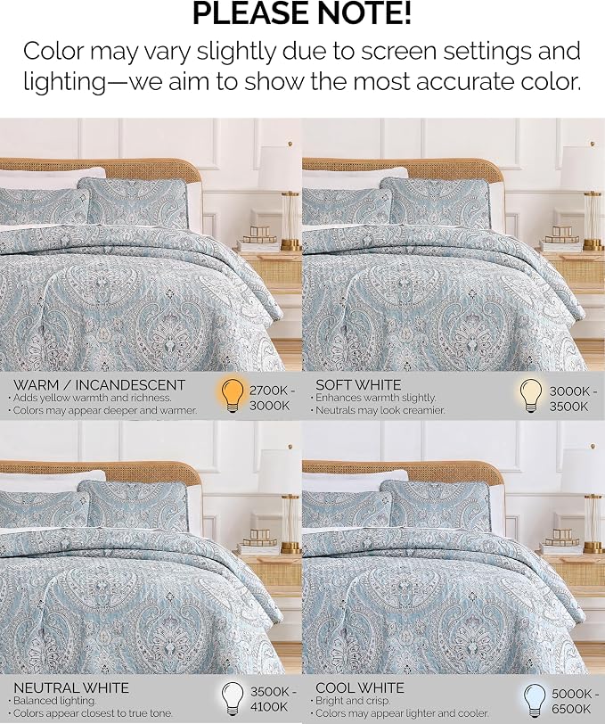 Southshore Fine Living, Inc. Full/Queen Quilt Bedding Set, Paisley Full Size Summer Bedspread, Boho Bedding Set for Full Size Mattress, Queen Size Quilt Coverlet & Matching Shams, Pure Melody Aqua