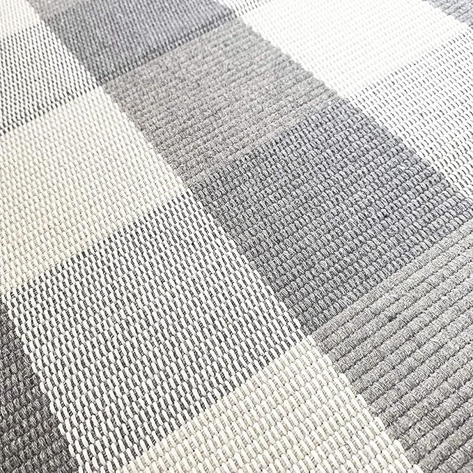 Ukeler Grey Buffalo Check Rug 43''×27.5'' Perfect Size for Layered Door Mats, Customized Size for Hello Welcome Doormat