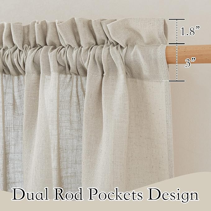 RYB HOME Angora Semi Sheer Curtains 95 inches Long, Light Filtering Half Privacy Window Curtains & Drapes for Office Dormitory High Traffic Area, W 34 x L 95 inches, 2 Panels Set