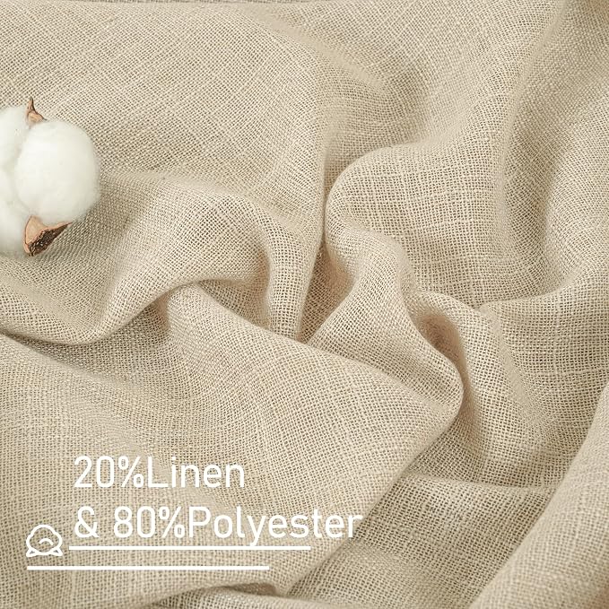 Extra Long Linen Curtains 108 inch Long for Living Room 2 Panels | Light Filtering, Semi Sheer Panels, Linen Textured, Curtains for Bedroom, Farmhouse, Bronze Grommet, 52 x 108 Inch, Linen