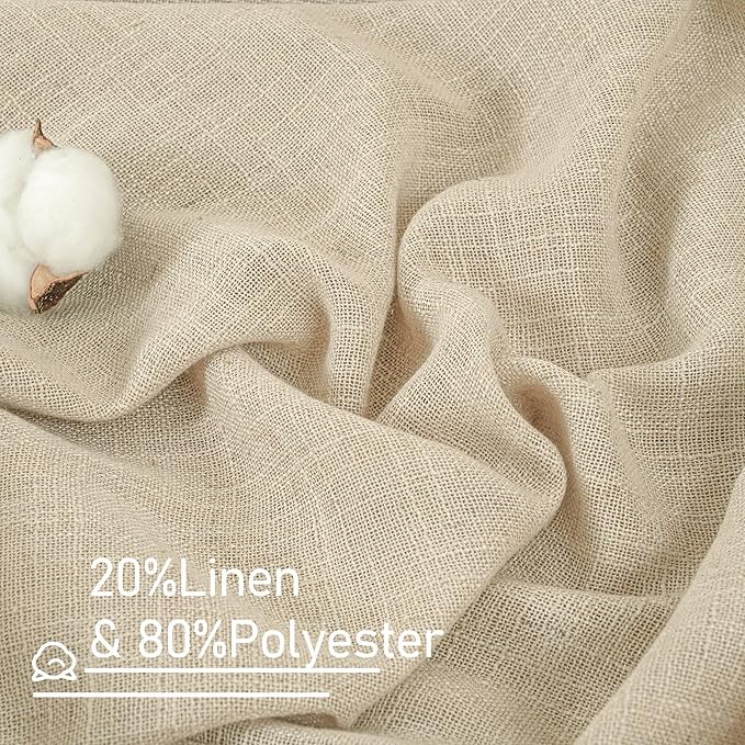 95 Inch Length Linen Sheer Curtains for Living Room 2 Panels | Soft Thick Bedroom Curtains, Light Filtering, Boho, Window, Panels for Farmhouse, Bronze Grommet, 52 x 95 Inch, Linen