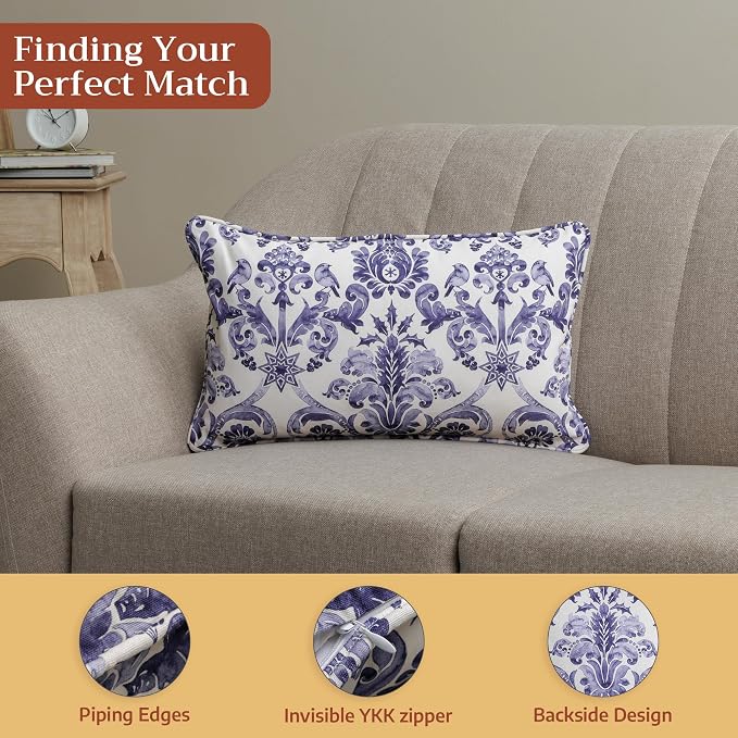 Maison d' Hermine Throw Pillow Covers 100% Cotton (12" x 20" - Pack of 1)
