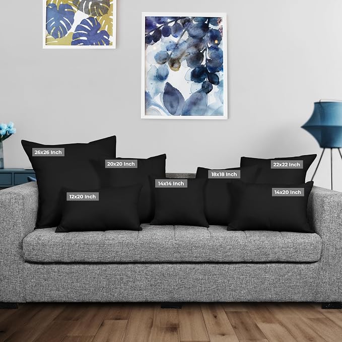 Utopia Bedding 18x18 Pillow Inserts, Set of 2, Black – Indoor Decorative Throw Pillows for Bed, Sofa & Couch – Soft, Supportive & Fluffy Cushion Inserts
