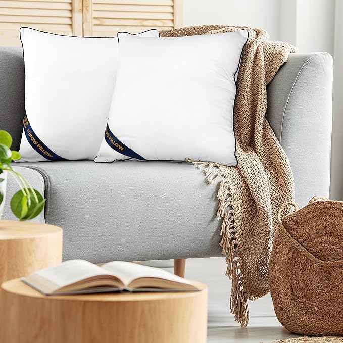Utopia Bedding 28x28 Throw Pillow Inserts, Decorative Pillows, Pack of 2 | Piping Throw Pillows, Plush & Supportive, Aesthetic Cushion Sham Stuffer for Sofa, Office, Couch & Bed, Set of 2, White