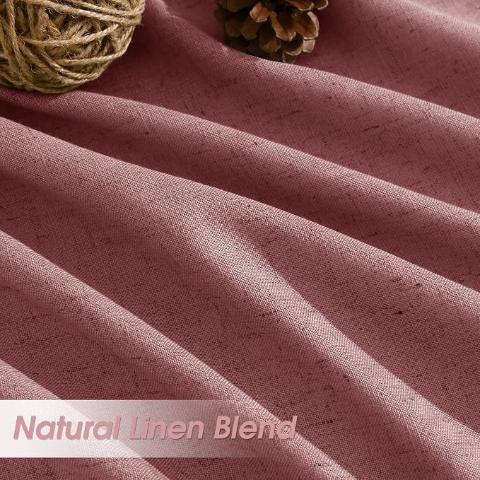 Extra Long Linen Curtains 108 Inches for Living Room Back Tab Semi Sheer High Floor to Ceiling 9ft Light Filtering Curtain Boho Farmhouse Decor Window Drapes for Bedroom 2 Panels Canyon Rose
