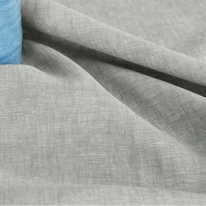 Solino Home 100% Pure Linen Table Runner Chambray Grey, Athena 14 x 72 in | a graceful centrepiece for dining and gatherings, European flax fibres, mellows with every wash, soft, OEKO-TEX Certified
