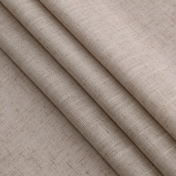 Oatmeal Linen Curtains 90 Inch Length 2 Panels Set for Living Room Rod Pocket Back Tab Window Drapes Light Filtering Modern Farmhouse Curtain 90 Inches Long for Dining Room Bedroom Nursery 52x90