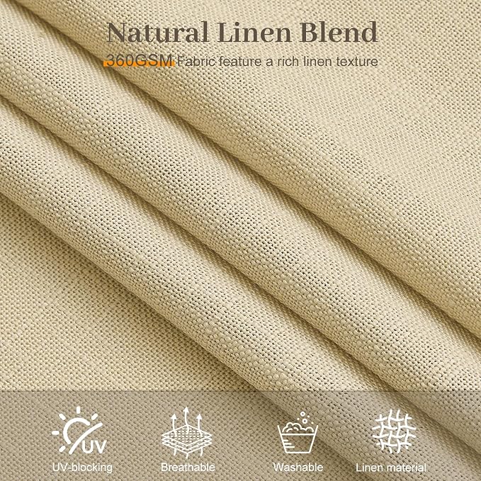 Extra Wide Pinch Pleated Sheer Linen Curtains Light Filtering, 60X102 | Living Room, Semi Sheer, Pinch Pleat, Linen Blend, Hook Rings, Non See Through, Privacy, Sliding Door, Grey Beige, 1 Panels