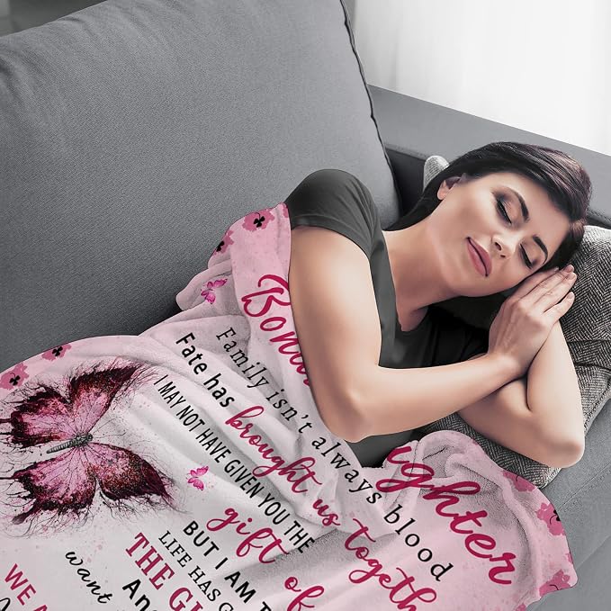 Bonus Daughter Gifts for Christmas, Stepdaughter Gifts for Birthday, Graduation, Mothers Day, Bonus Daughter Blanket, 80"x60"
