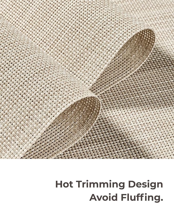 Leetaltree Beige White Placemats Set of 24 - Heat Resistant Non-Slip Place mats for Dining Table, Washable Durable PVC Vinyl Woven Table Mats(Beige White, 24)